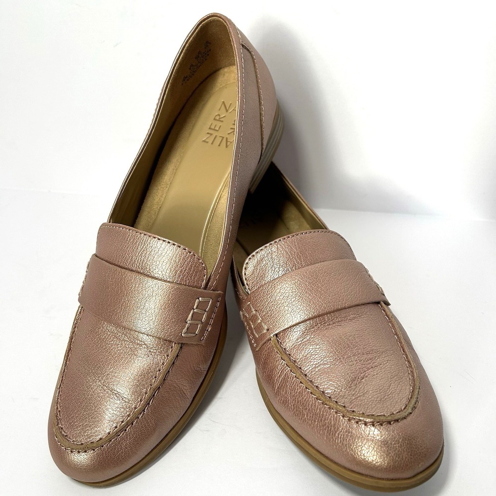 Naturalizer‎ Veronica Metallic Rose Gold Leather Slip On Loafers Women's 9.5